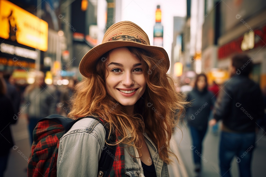 Mulher turista de Nova York