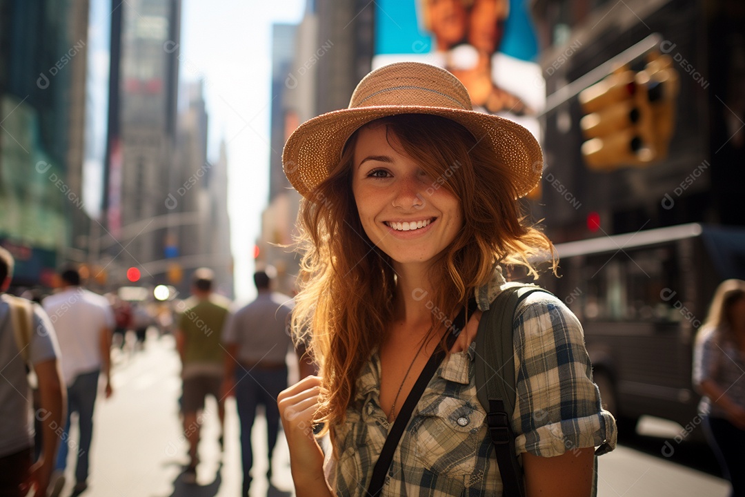 Mulher turista de Nova York