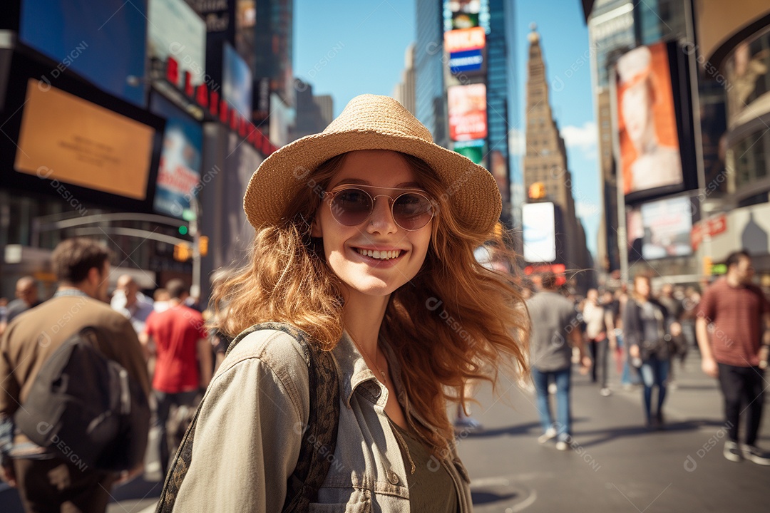 Mulher turista de Nova York