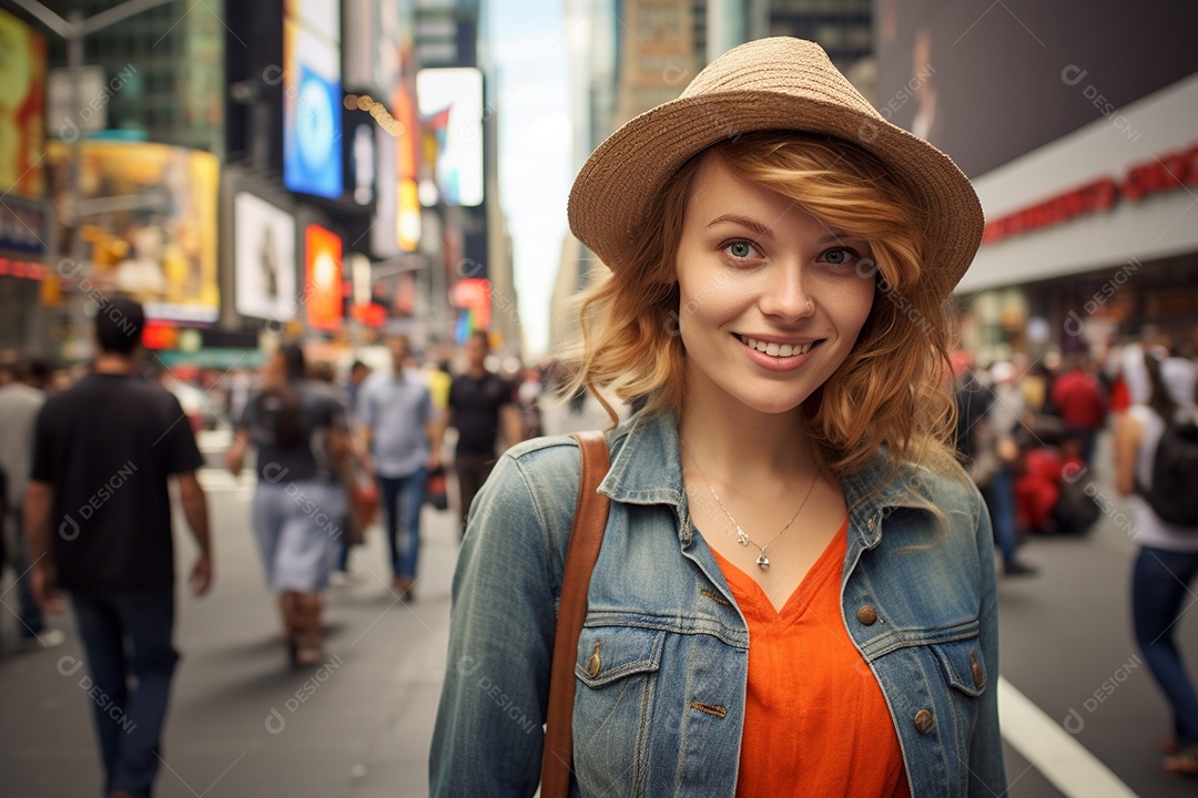 Mulher turista de Nova York