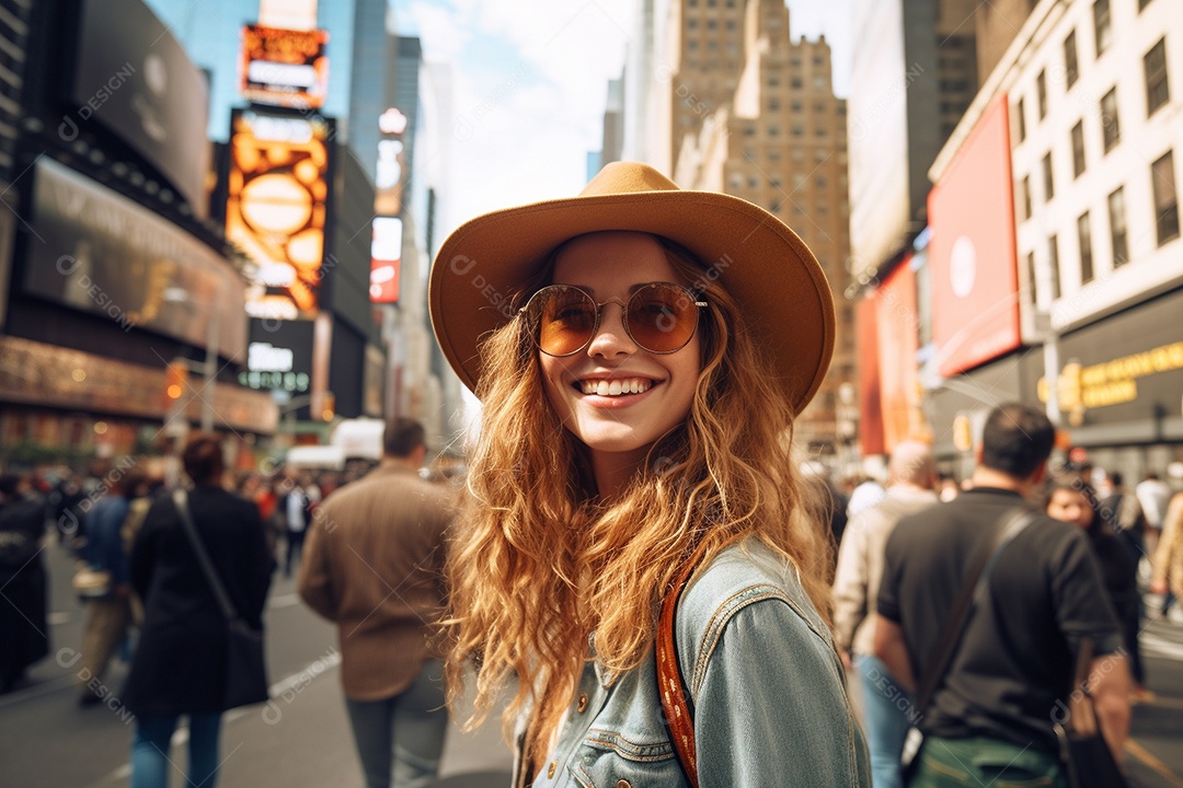 Mulher turista de Nova York