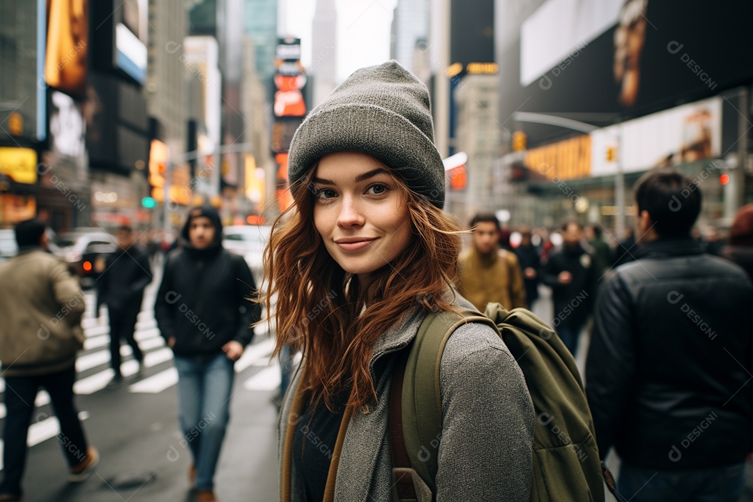 Mulher turista de Nova York