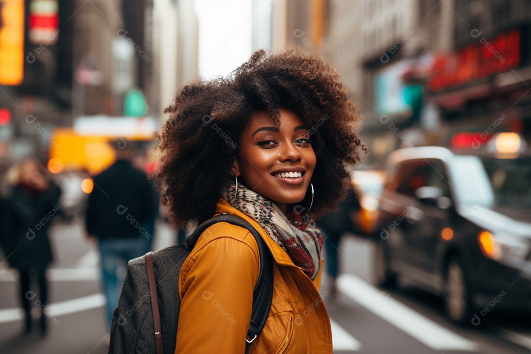 Mulher negra turística de Nova York