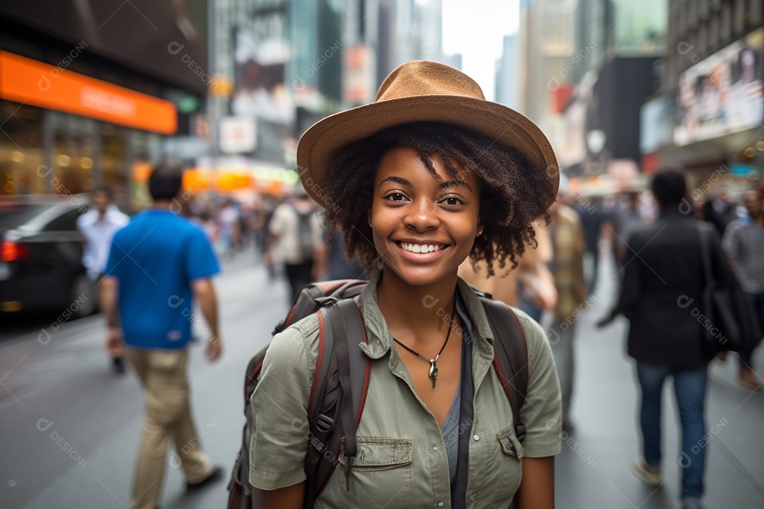 Mulher negra turística de Nova York