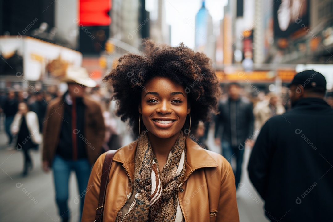 Mulher negra turística de Nova York