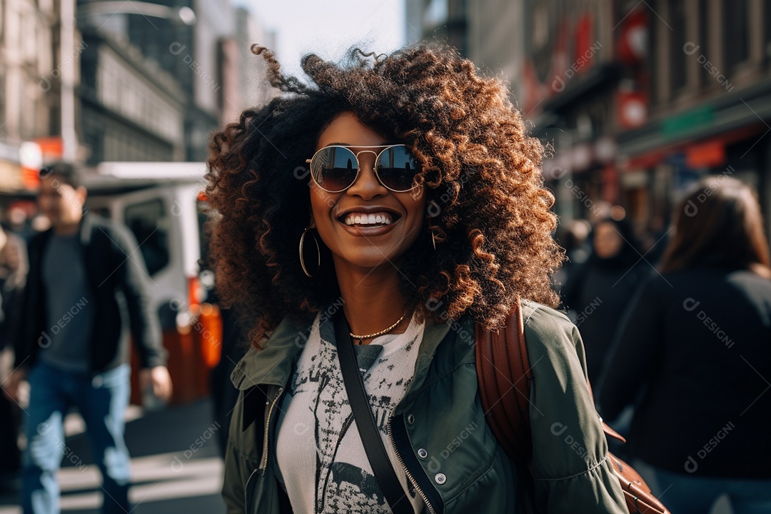 Mulher negra turística de Nova York