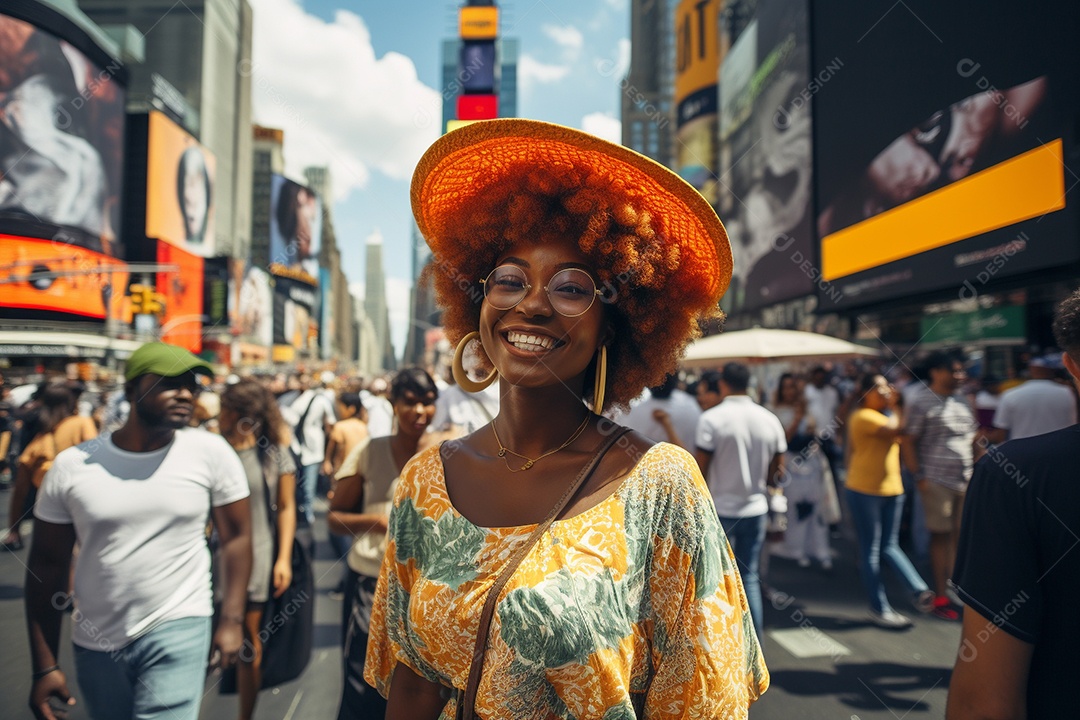 Mulher negra turística de Nova York