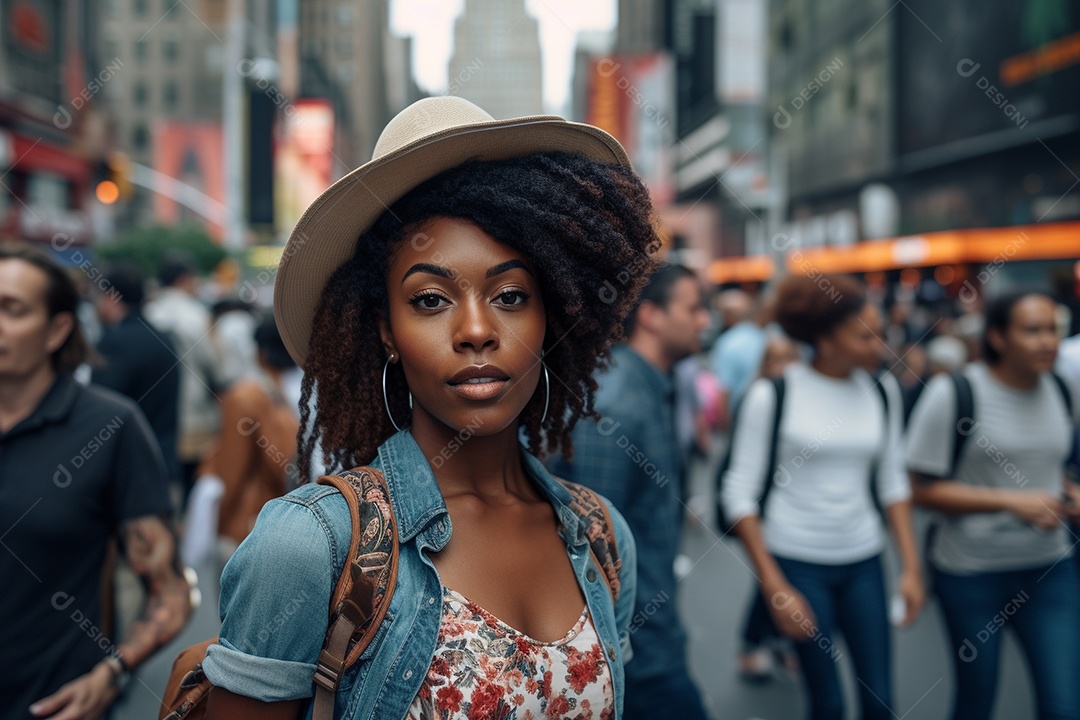 Mulher negra turística de Nova York