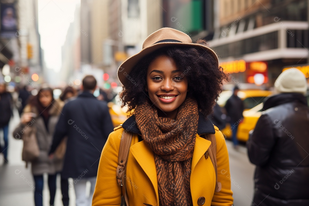 Mulher negra turística de Nova York