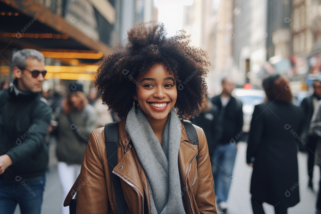 Mulher negra turística de Nova York