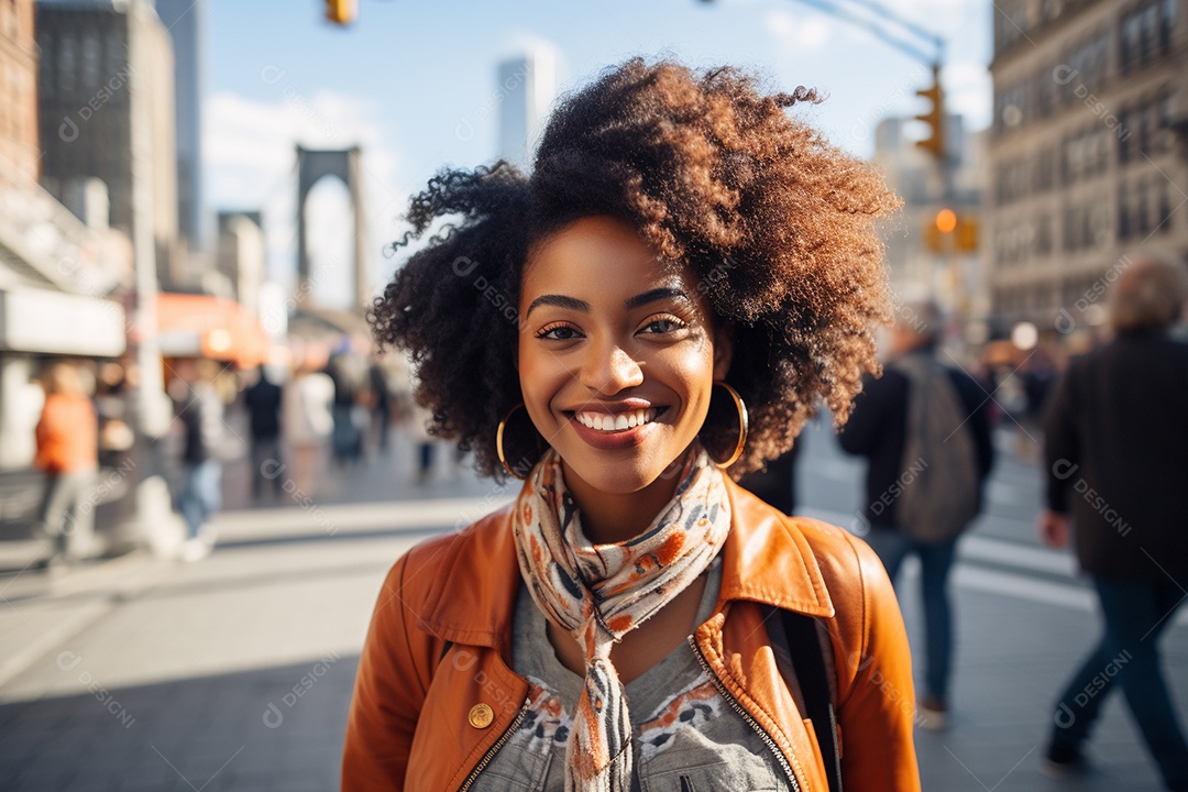 Mulher negra turística de Nova York