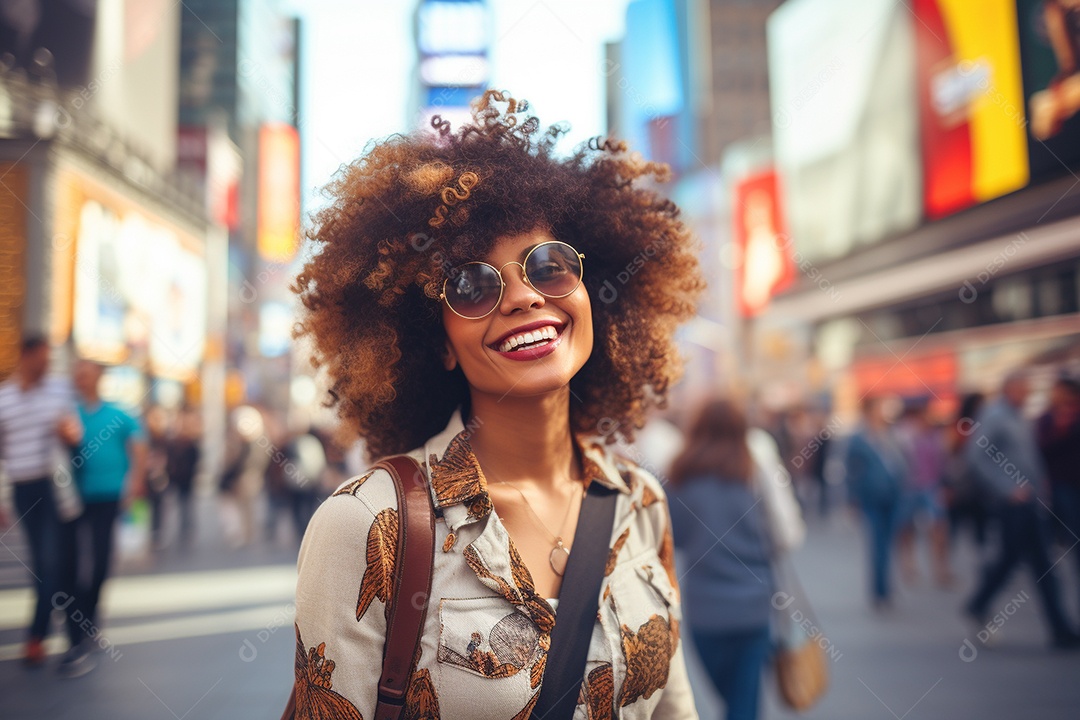 Mulher negra turística de Nova York