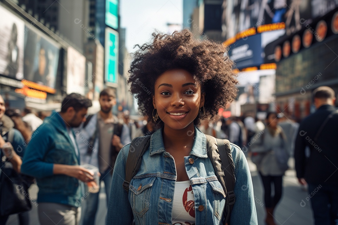 Mulher negra turística de Nova York