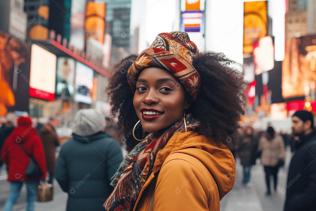 Mulher negra turística de Nova York
