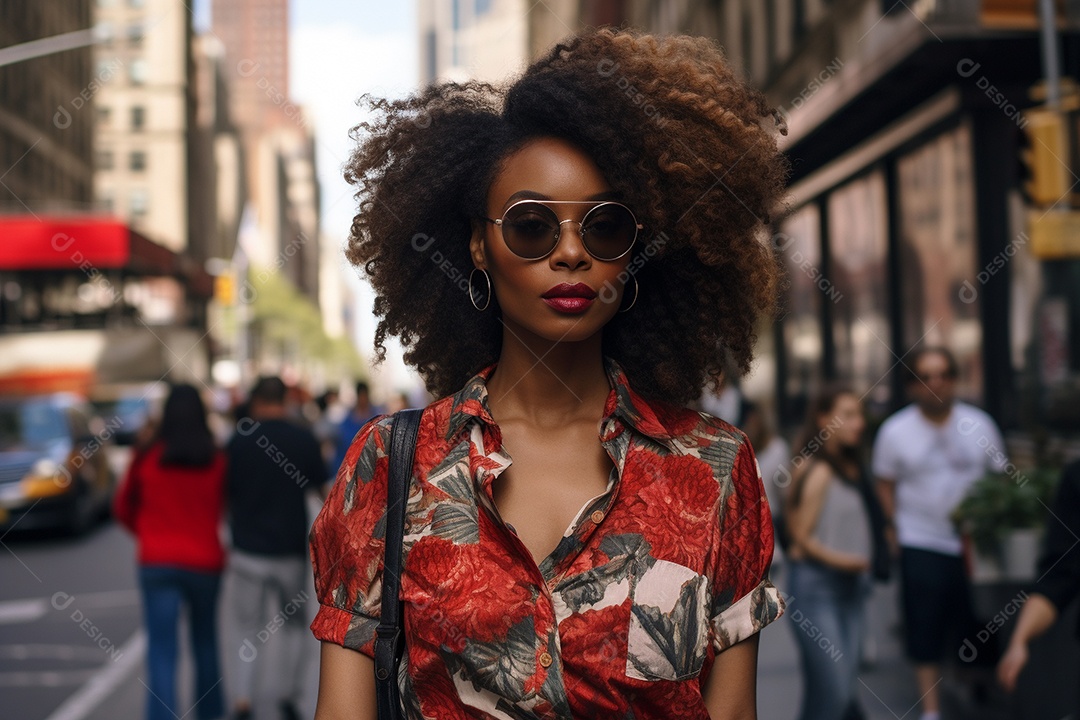 Mulher negra turística de Nova York