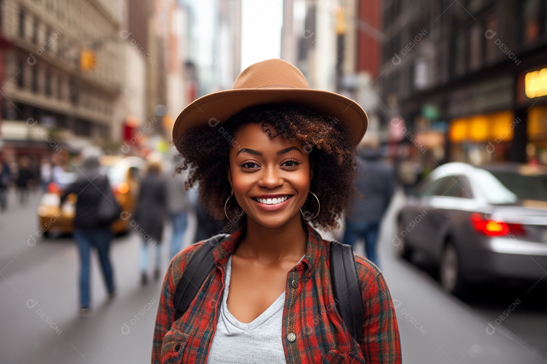 Mulher negra turística de Nova York