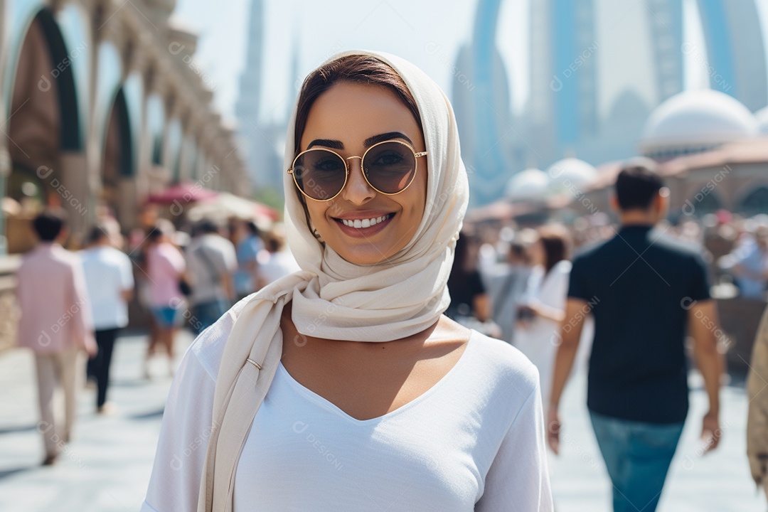 Mulher negra turística de Dubai