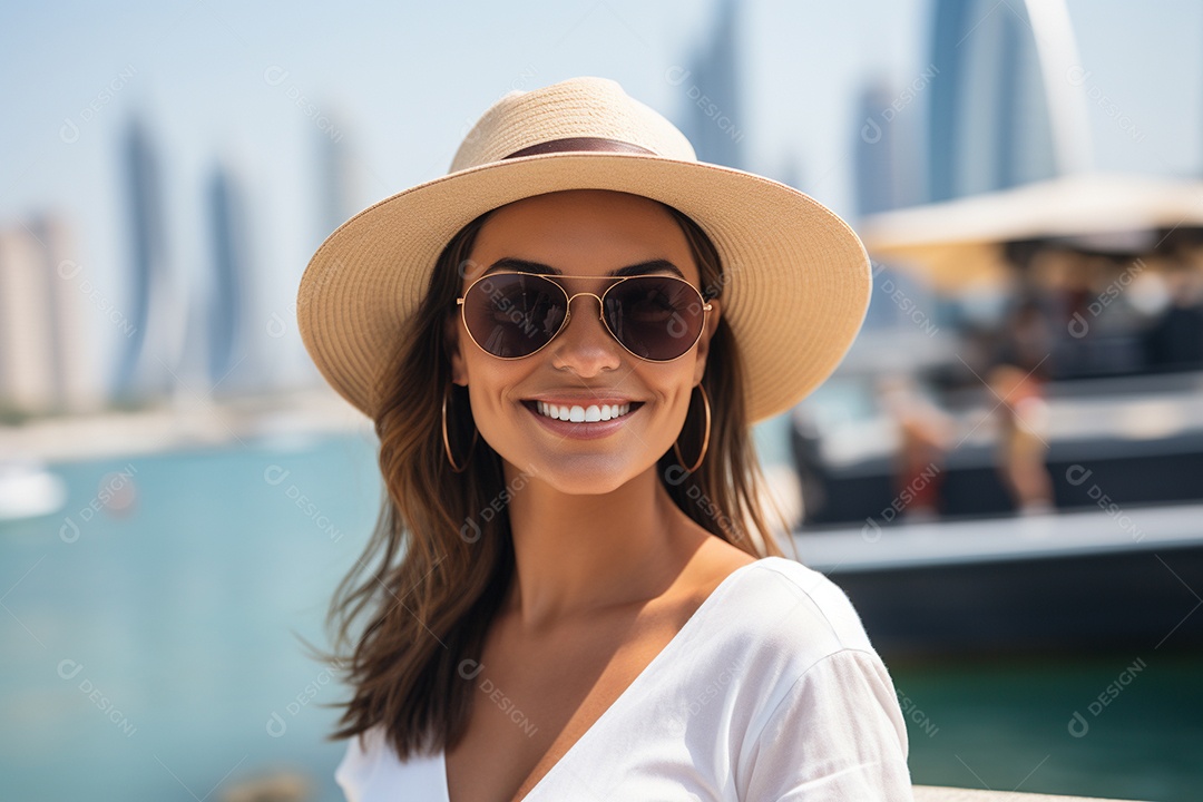 Mulher negra turística de Dubai