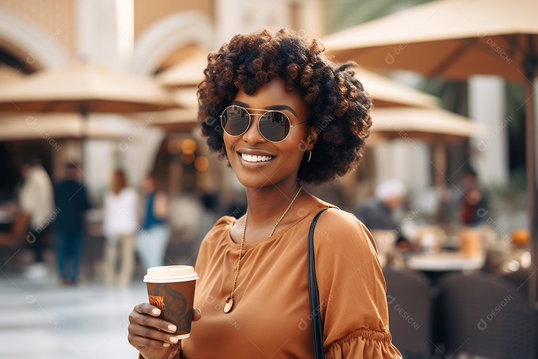 Mulher negra turística de Dubai