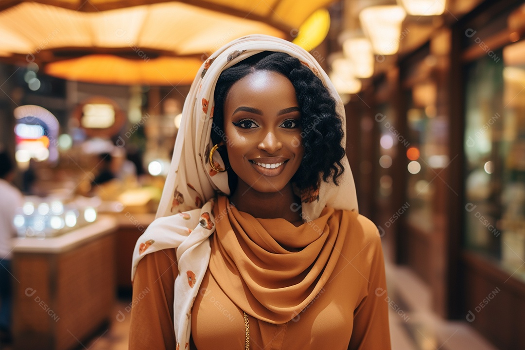 Mulher negra turística de Dubai