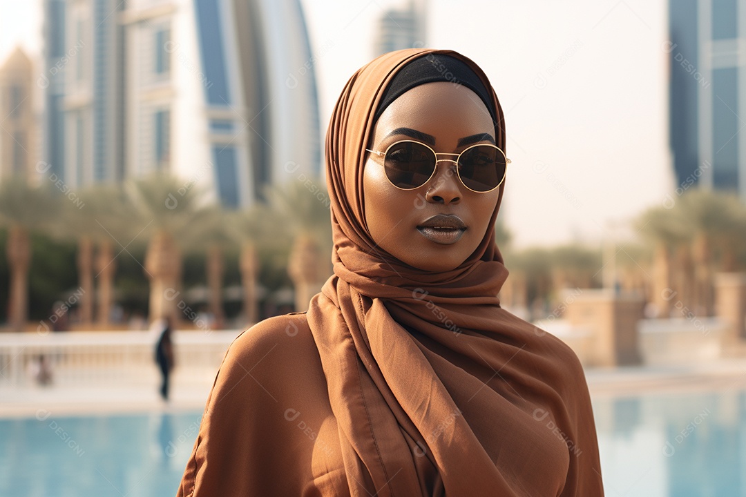 Mulher negra turística de Dubai