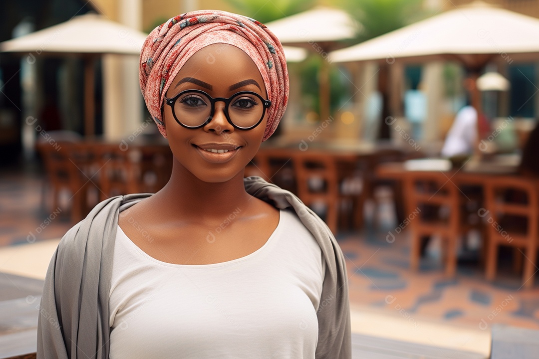 Mulher negra turística de Dubai