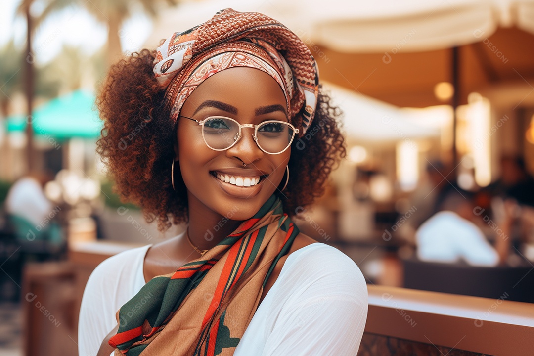 Mulher negra turística de Dubai