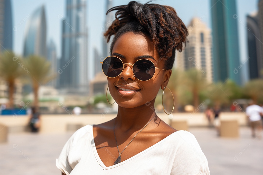 Mulher negra turística de Dubai