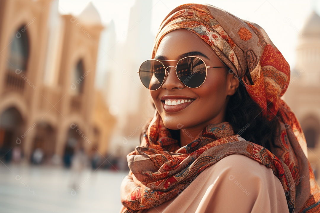 Mulher negra turística de Dubai