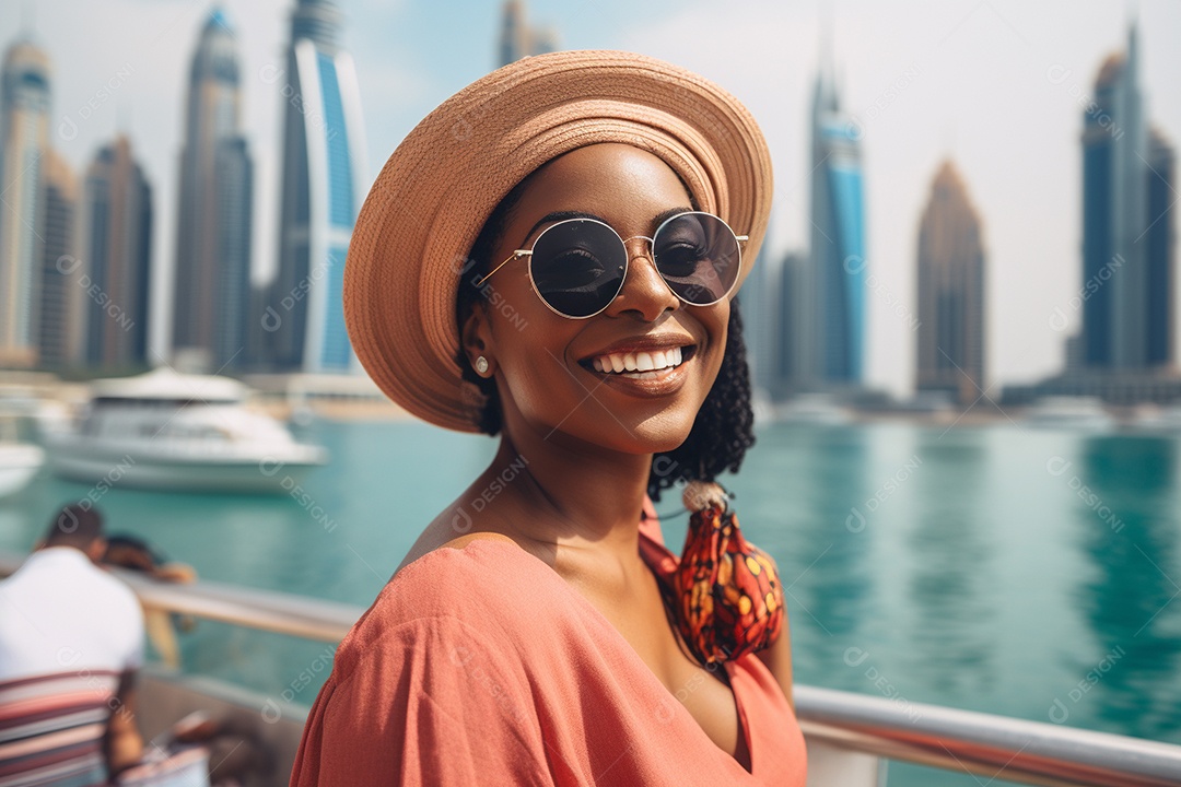 Mulher negra turística de Dubai