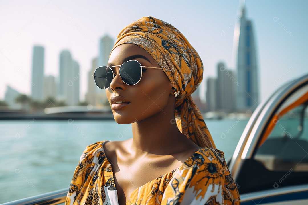 Mulher negra turística de Dubai
