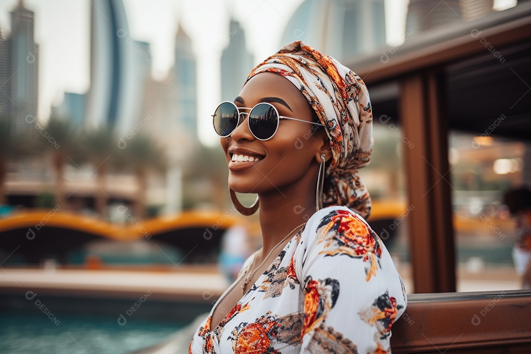 Mulher negra turística de Dubai