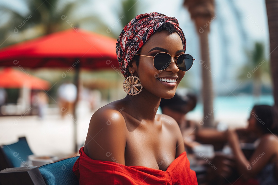 Mulher negra turística de Dubai