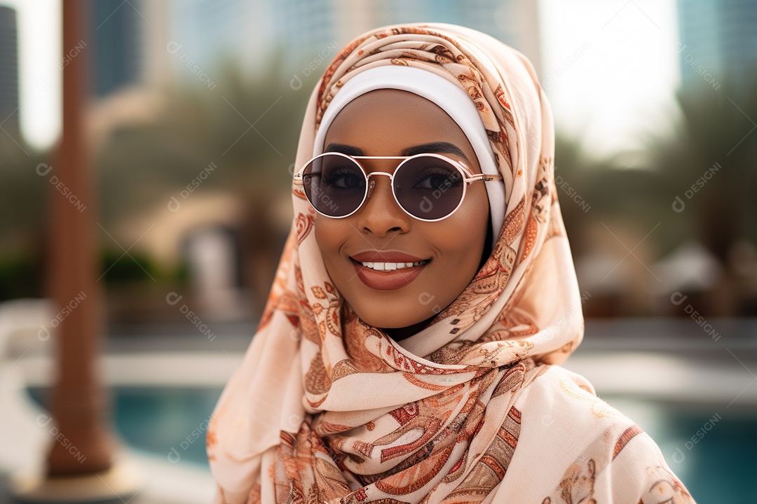 Mulher negra turística de Dubai