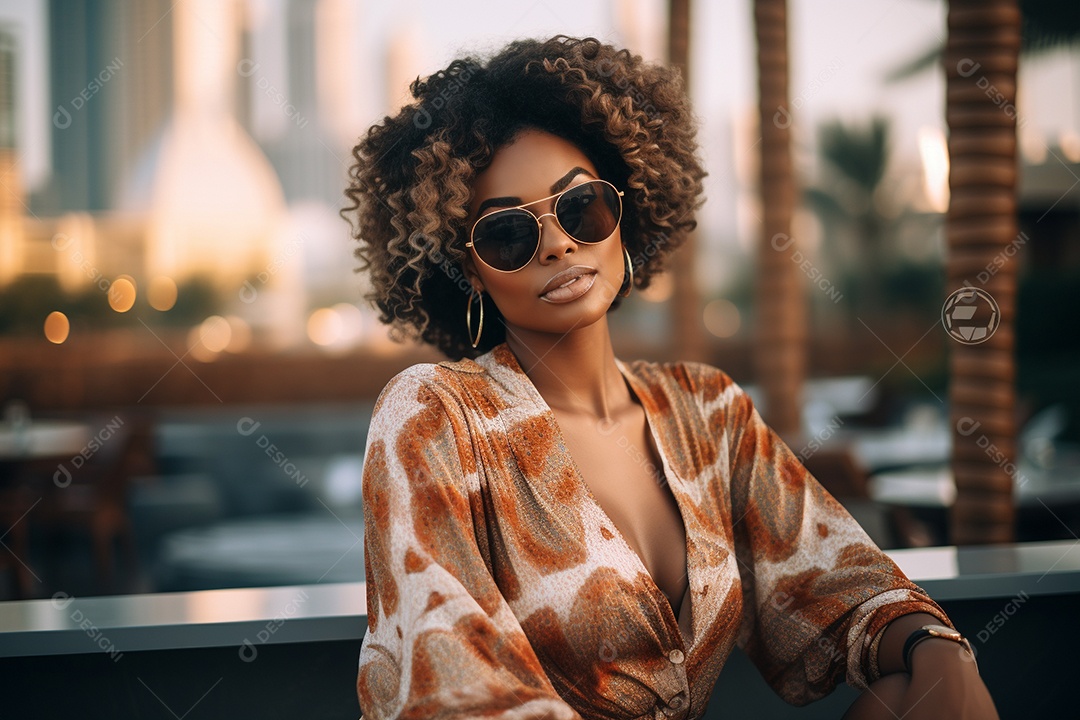 Mulher negra turística de Dubai