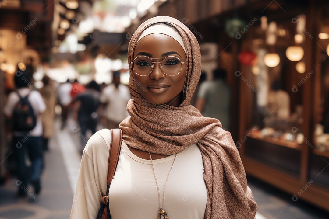 Mulher negra turística de Dubai