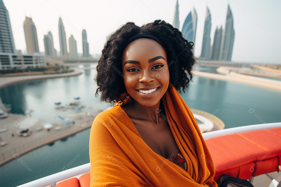 Mulher negra turística de Dubai
