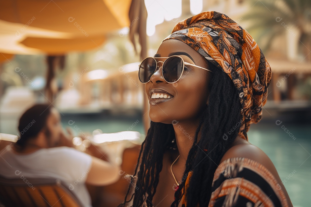 Mulher negra turística de Dubai