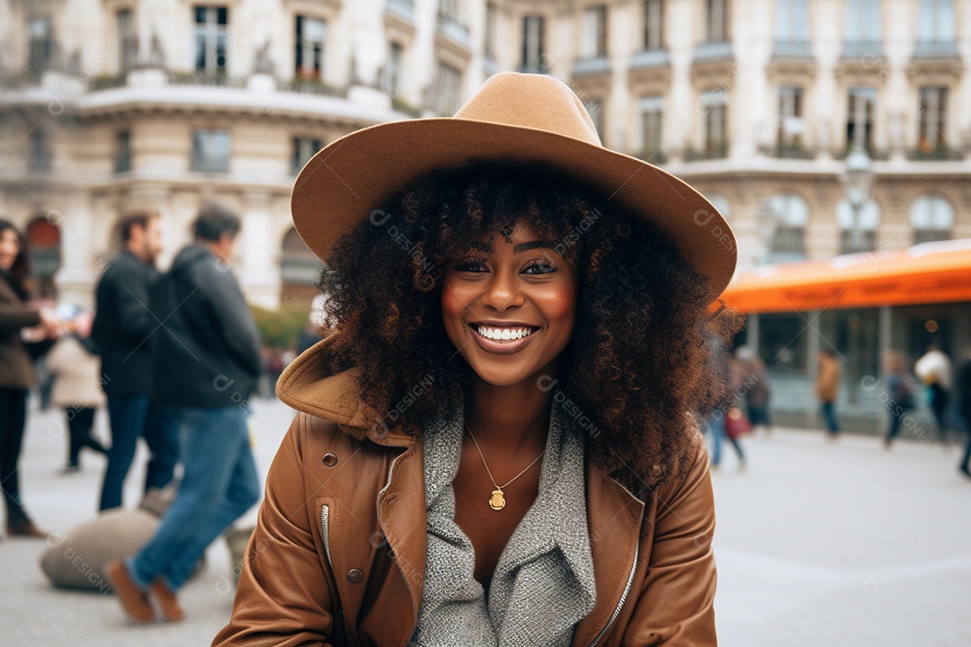 Mulher negra turística de Paris