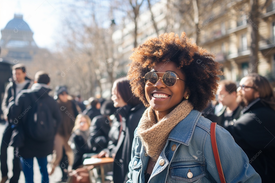 Mulher negra turística de Paris