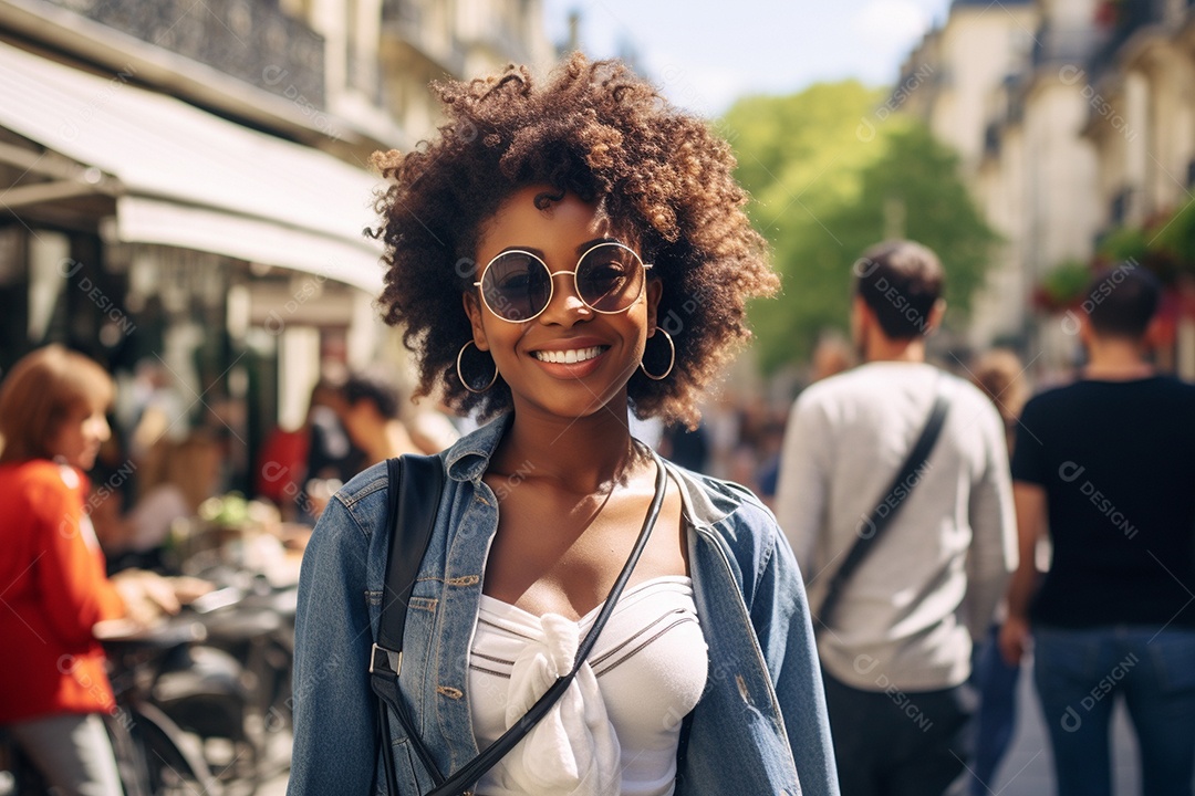 Mulher negra turística de Paris