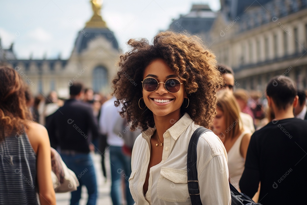 Mulher negra turística de Paris