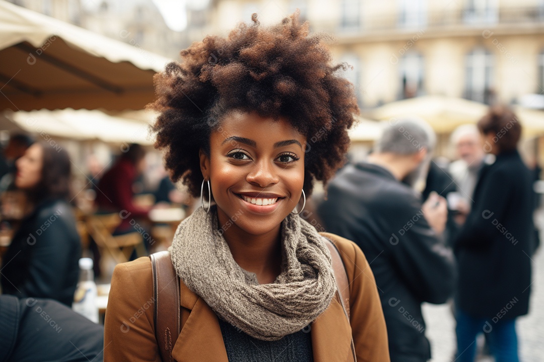 Mulher negra turística de Paris