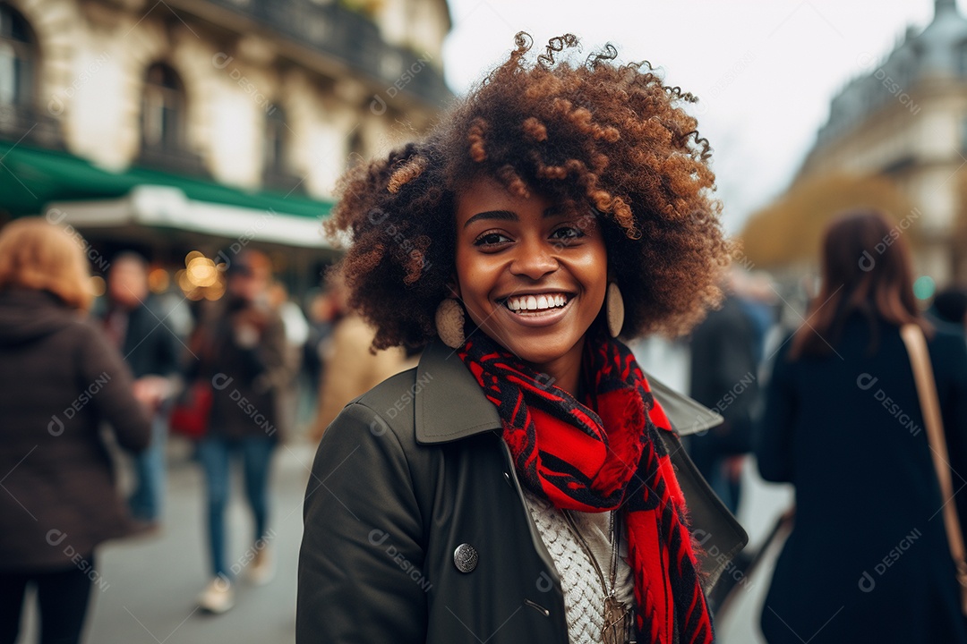 Mulher negra turística de Paris