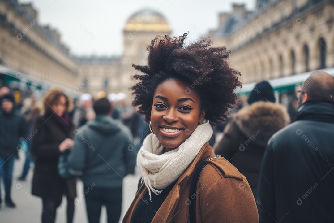 Mulher negra turística de Paris