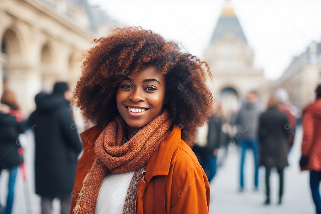 Mulher negra turística de Paris