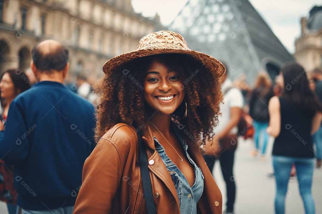 Mulher negra turística de Paris