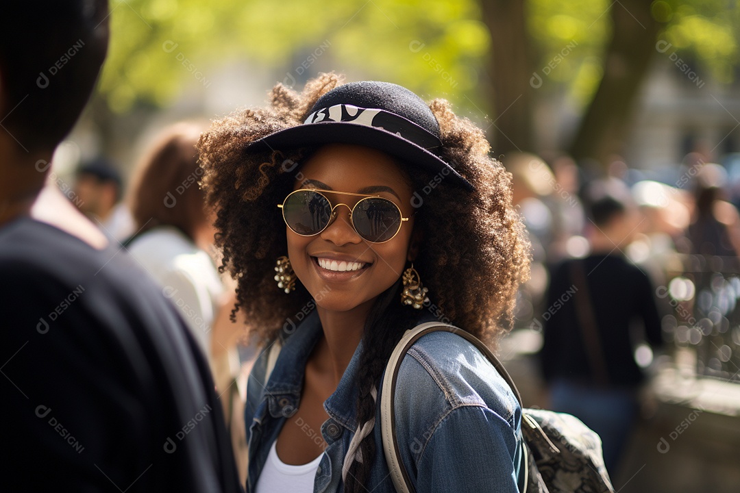Mulher negra turística de Paris