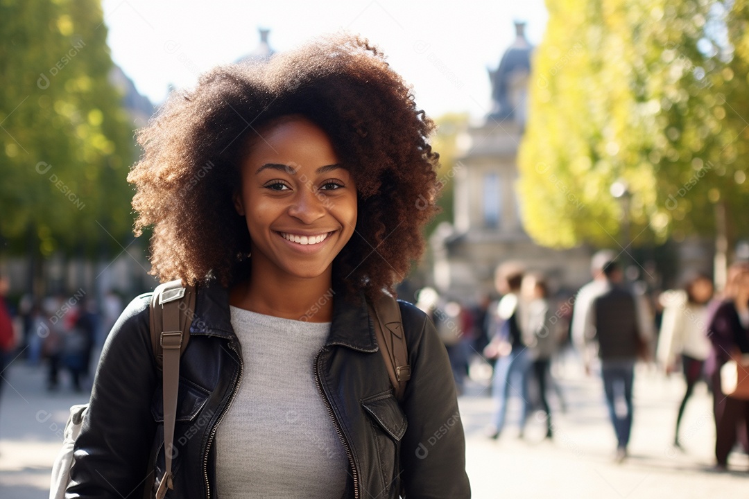 Mulher negra turística de Paris