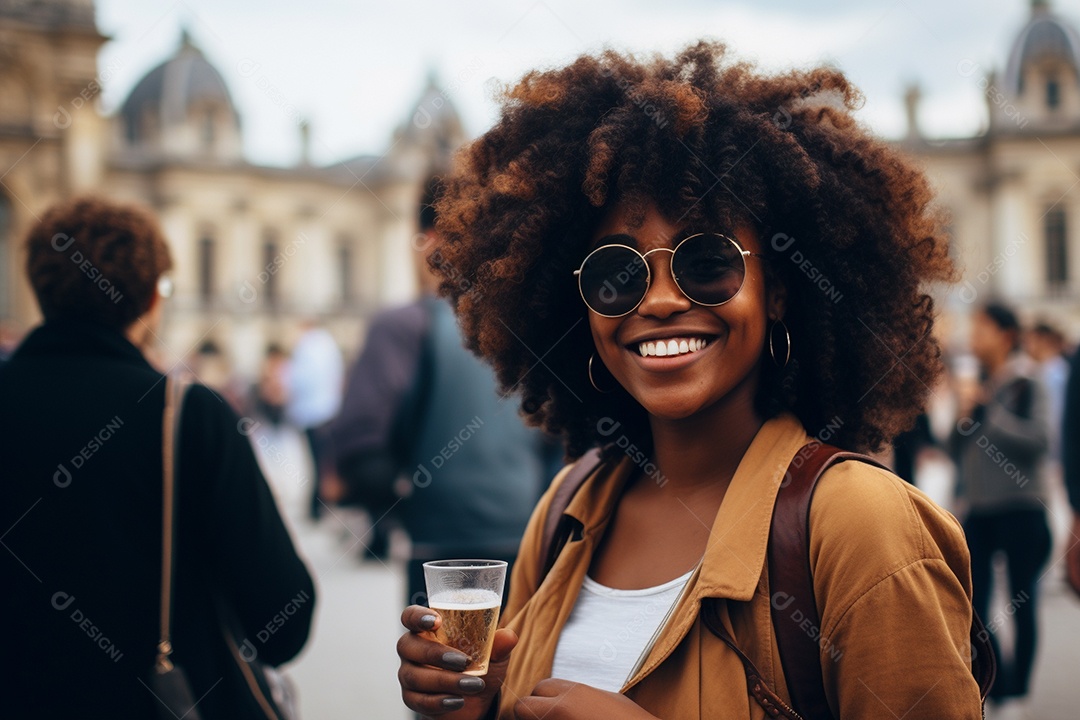Mulher negra turística de Paris